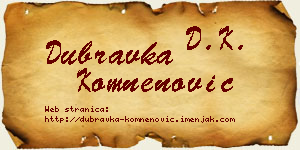 Dubravka Komnenović vizit kartica